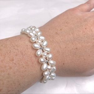 Freshwater Pearl Bracelet - Flower Design with Sterling Silver Clasp - NWOT!
